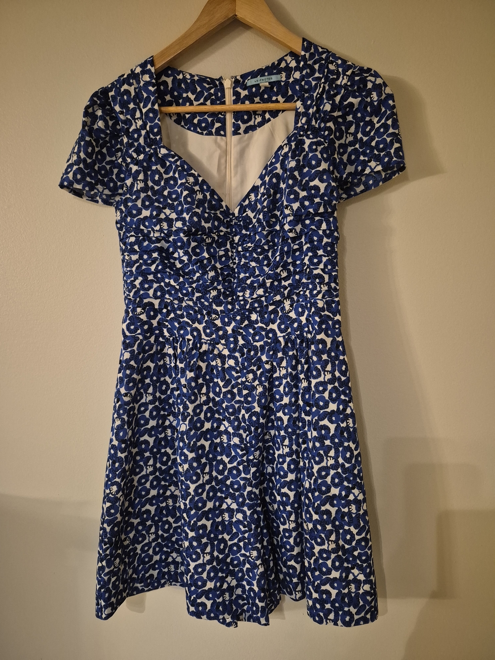 Leifnotes Size 6 Blue Floral Ruched Romper Shorts Playsuit